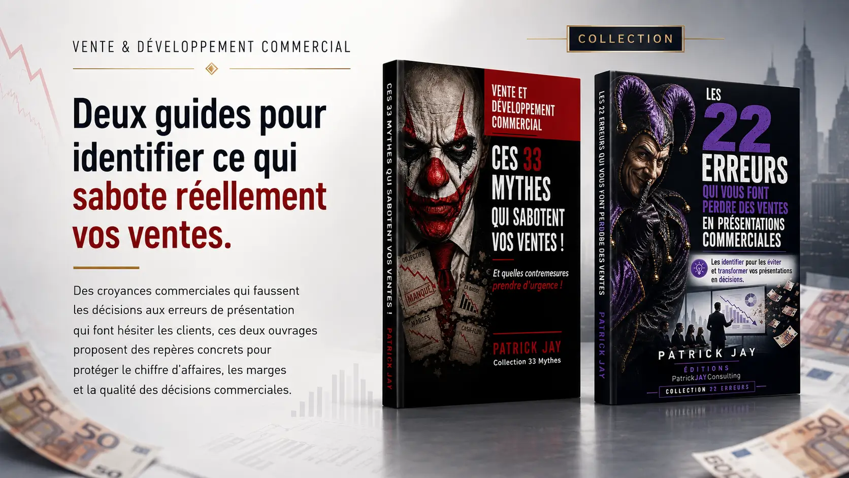 Les deux guides de Patrick JAY : 33 mythes qui sabotent vos ventes et Les 22 erreurs qui vous font perdre des ventes
